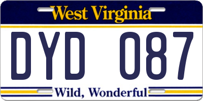 WV license plate DYD087