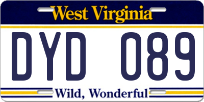 WV license plate DYD089