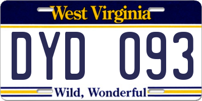 WV license plate DYD093