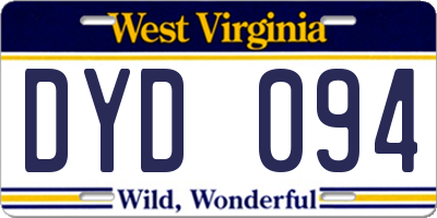 WV license plate DYD094
