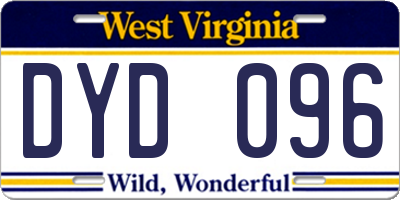 WV license plate DYD096