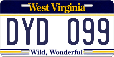 WV license plate DYD099