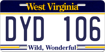 WV license plate DYD106