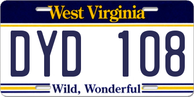 WV license plate DYD108