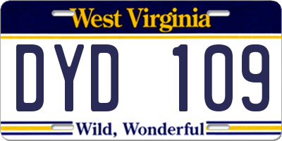 WV license plate DYD109