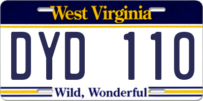 WV license plate DYD110
