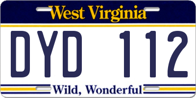 WV license plate DYD112