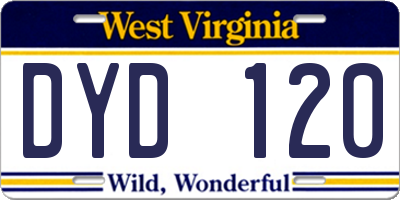 WV license plate DYD120