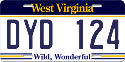 WV license plate DYD124