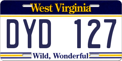 WV license plate DYD127