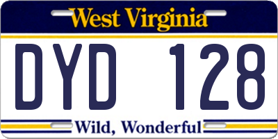 WV license plate DYD128