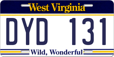 WV license plate DYD131