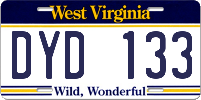 WV license plate DYD133