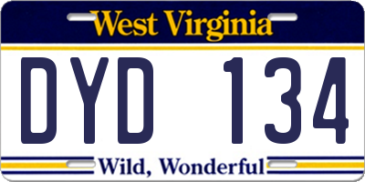 WV license plate DYD134