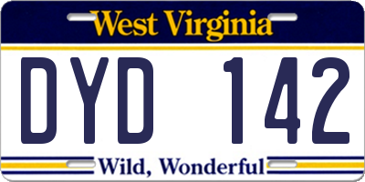 WV license plate DYD142