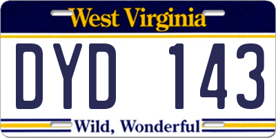 WV license plate DYD143