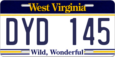 WV license plate DYD145
