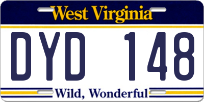 WV license plate DYD148