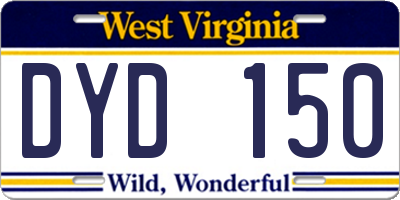 WV license plate DYD150