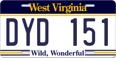 WV license plate DYD151