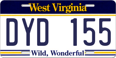WV license plate DYD155
