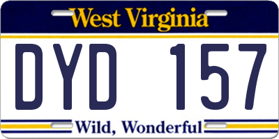 WV license plate DYD157