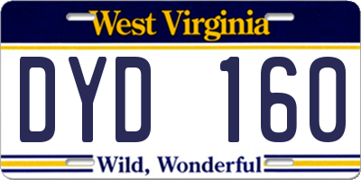 WV license plate DYD160