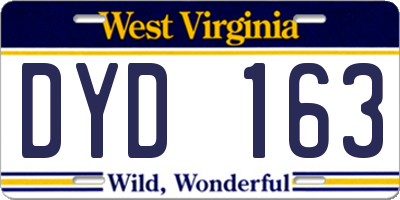 WV license plate DYD163