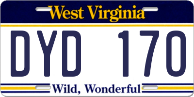 WV license plate DYD170