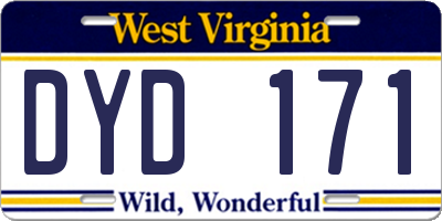 WV license plate DYD171