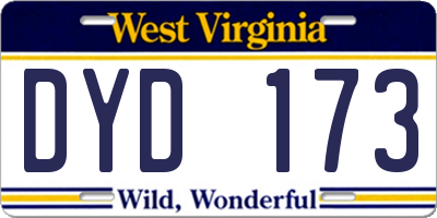 WV license plate DYD173