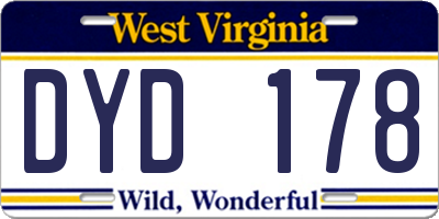 WV license plate DYD178