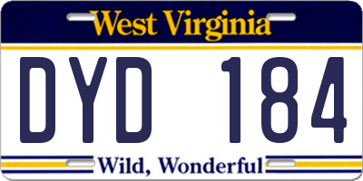 WV license plate DYD184