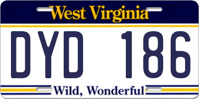 WV license plate DYD186