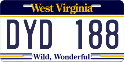 WV license plate DYD188