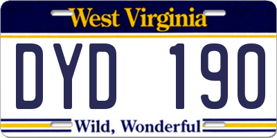 WV license plate DYD190