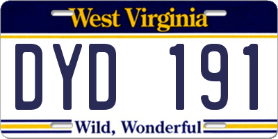 WV license plate DYD191