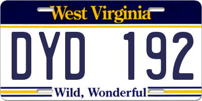 WV license plate DYD192