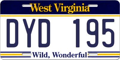 WV license plate DYD195