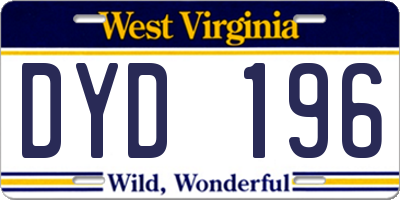 WV license plate DYD196