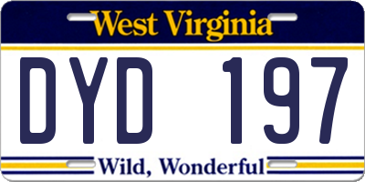 WV license plate DYD197