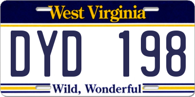WV license plate DYD198