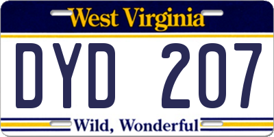 WV license plate DYD207