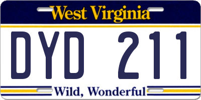 WV license plate DYD211