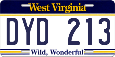 WV license plate DYD213