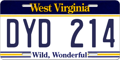 WV license plate DYD214