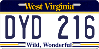WV license plate DYD216