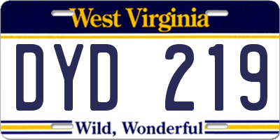 WV license plate DYD219