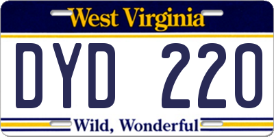 WV license plate DYD220