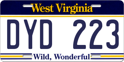 WV license plate DYD223